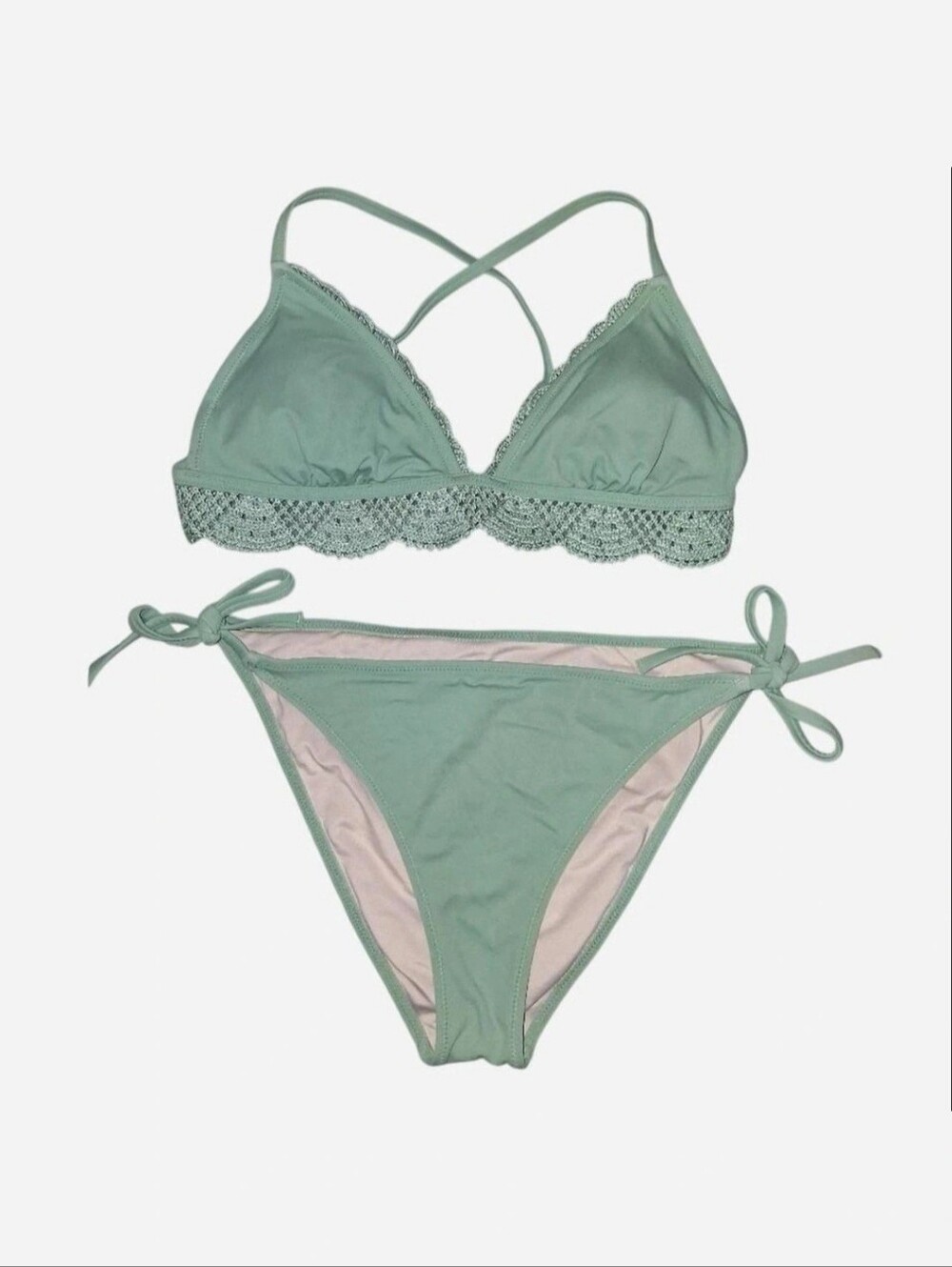 M | shade & shore mint green two piece bathing suit